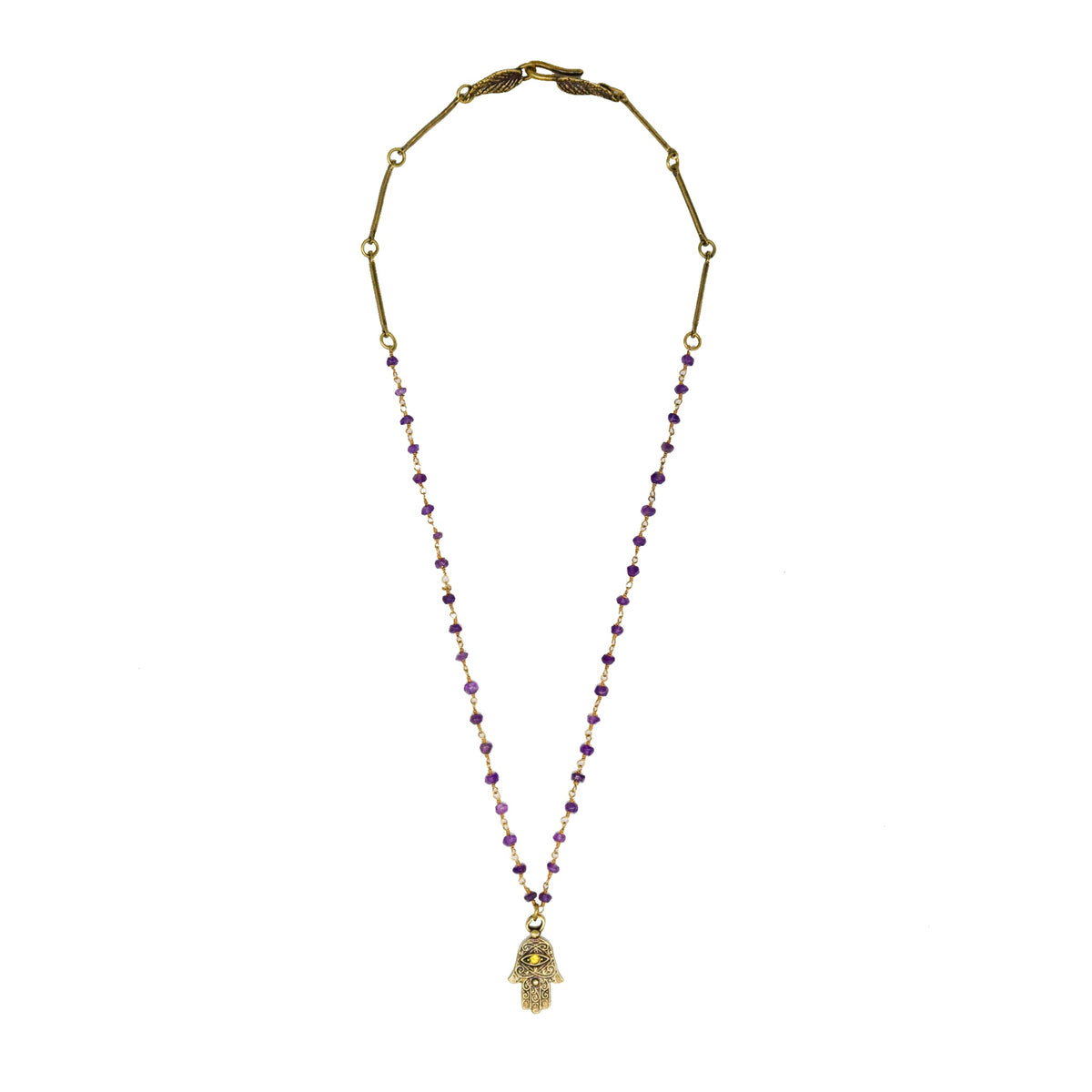 Hamsa Amethyst Protection Necklace