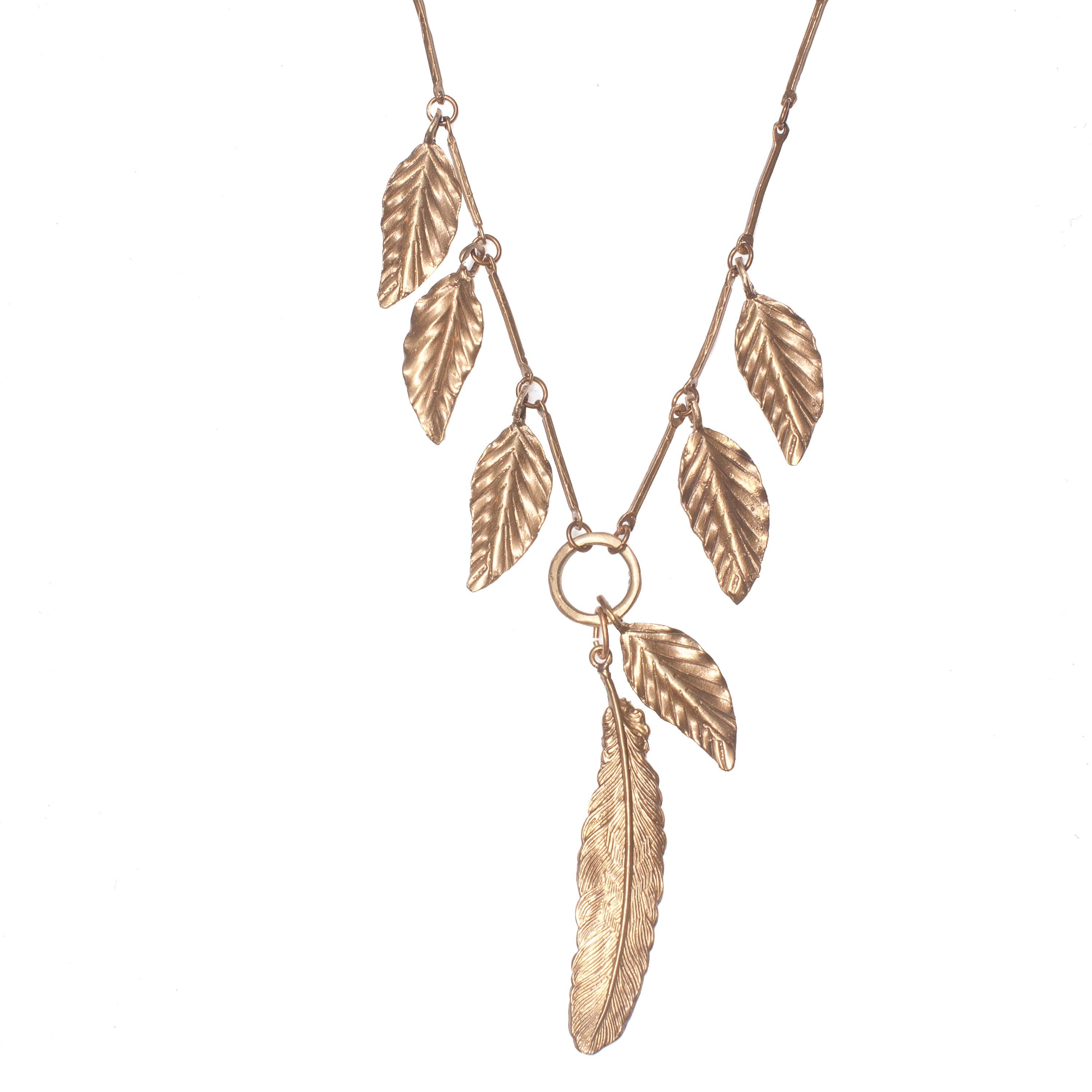 Leaves & Feather Necklace