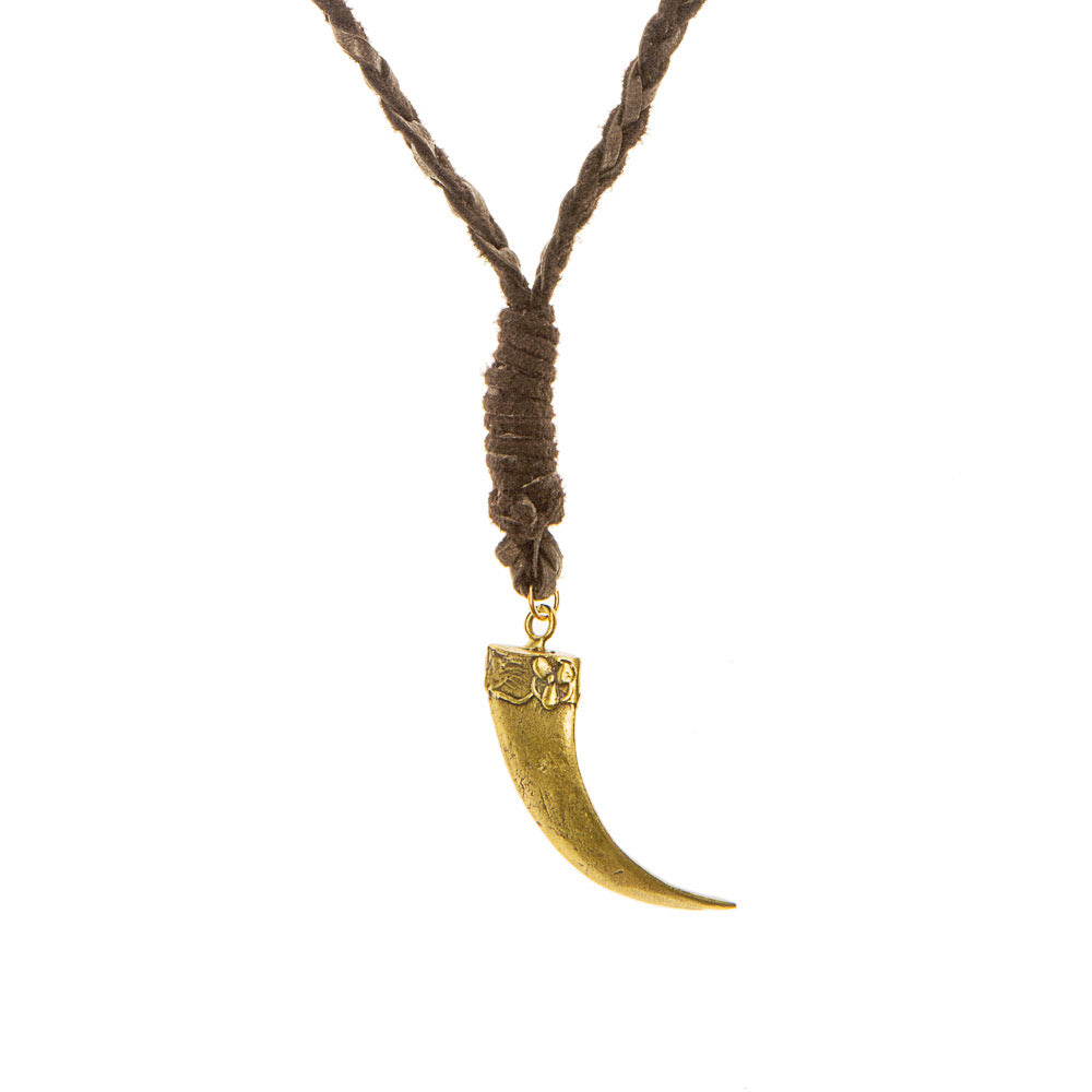 Large Claw on Braided Deer Leather Necklace
