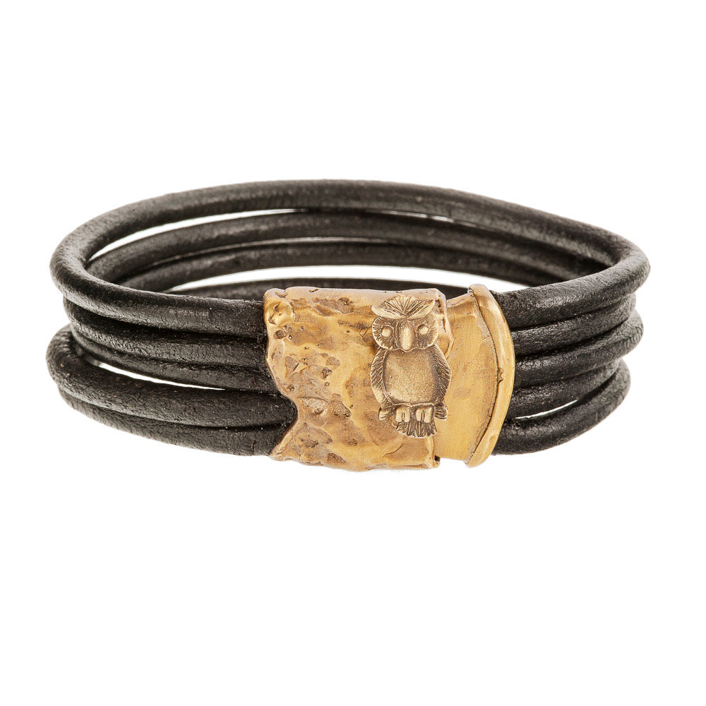 Standing Owl Screw Lock Bracelet