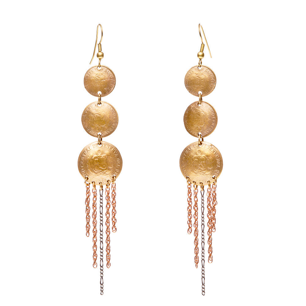 Vintage Coin & Chain Earrings