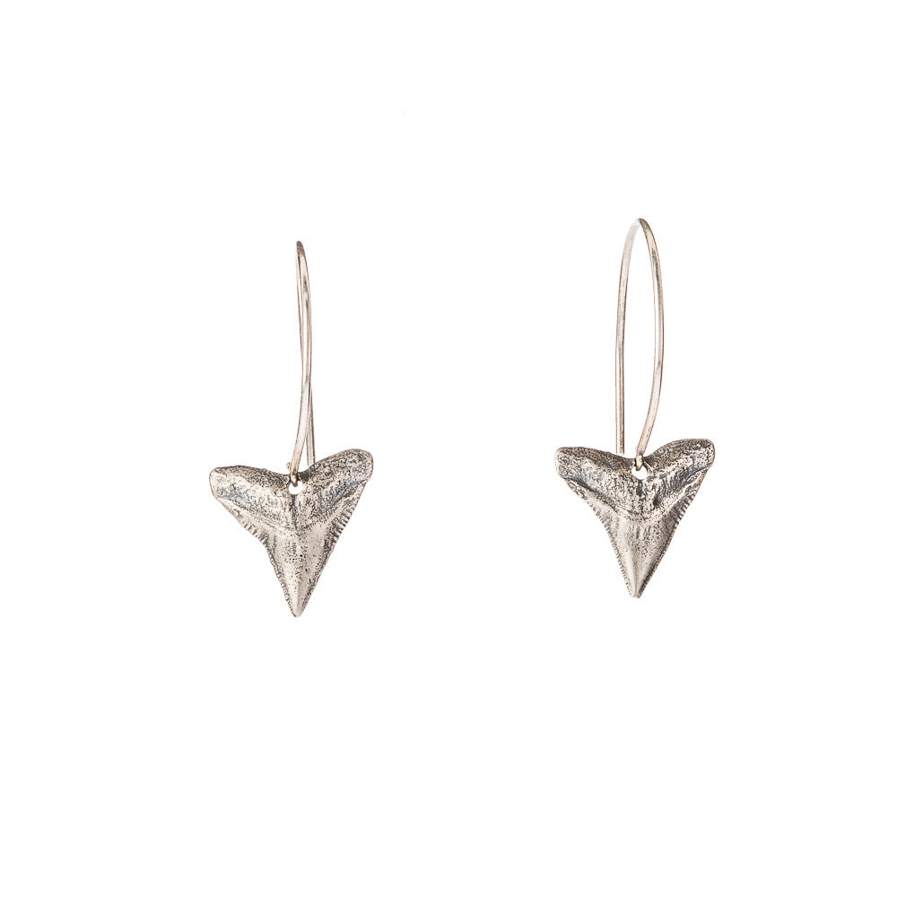 Sterling Tiny Shark Tooth Earrings