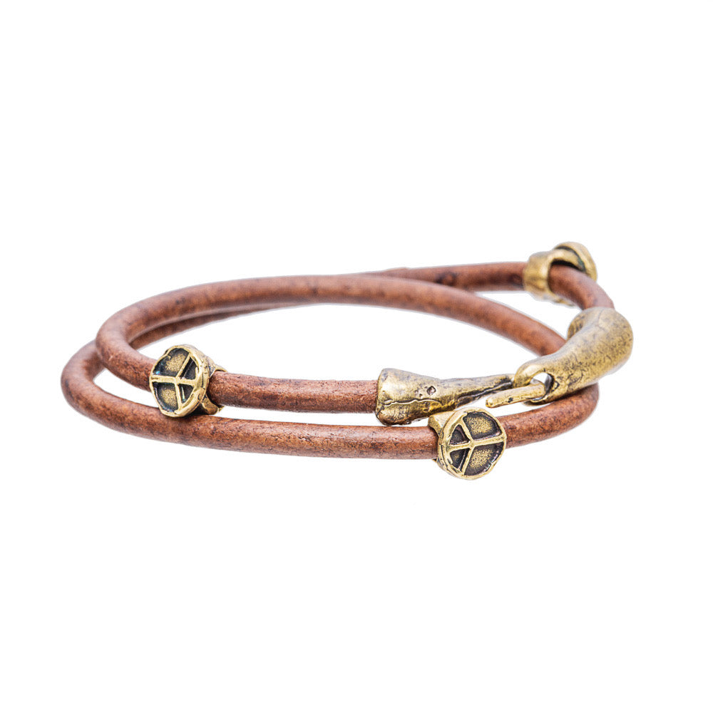 Peace Sign Leather Bracelet