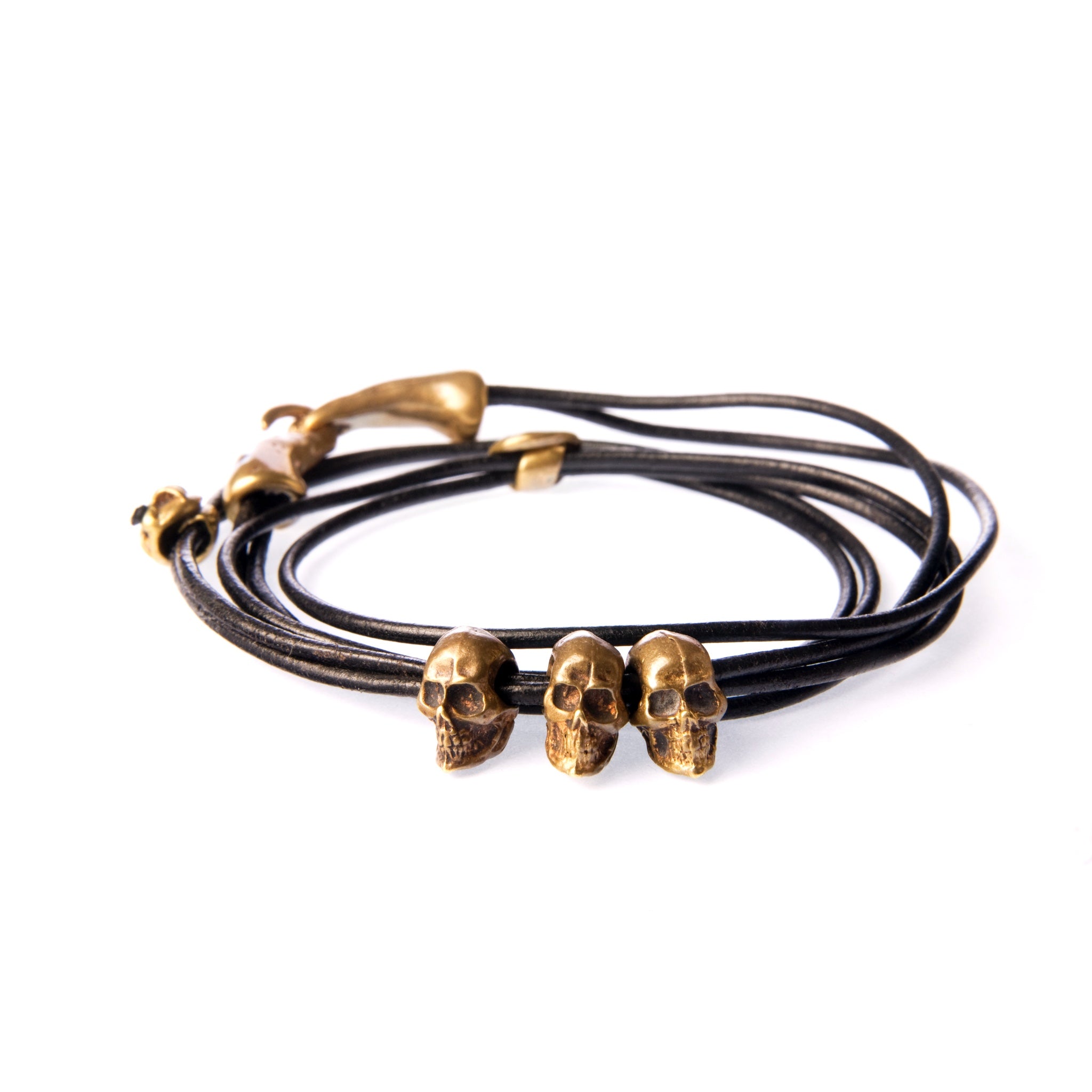 Three Skulls Leather Wrap