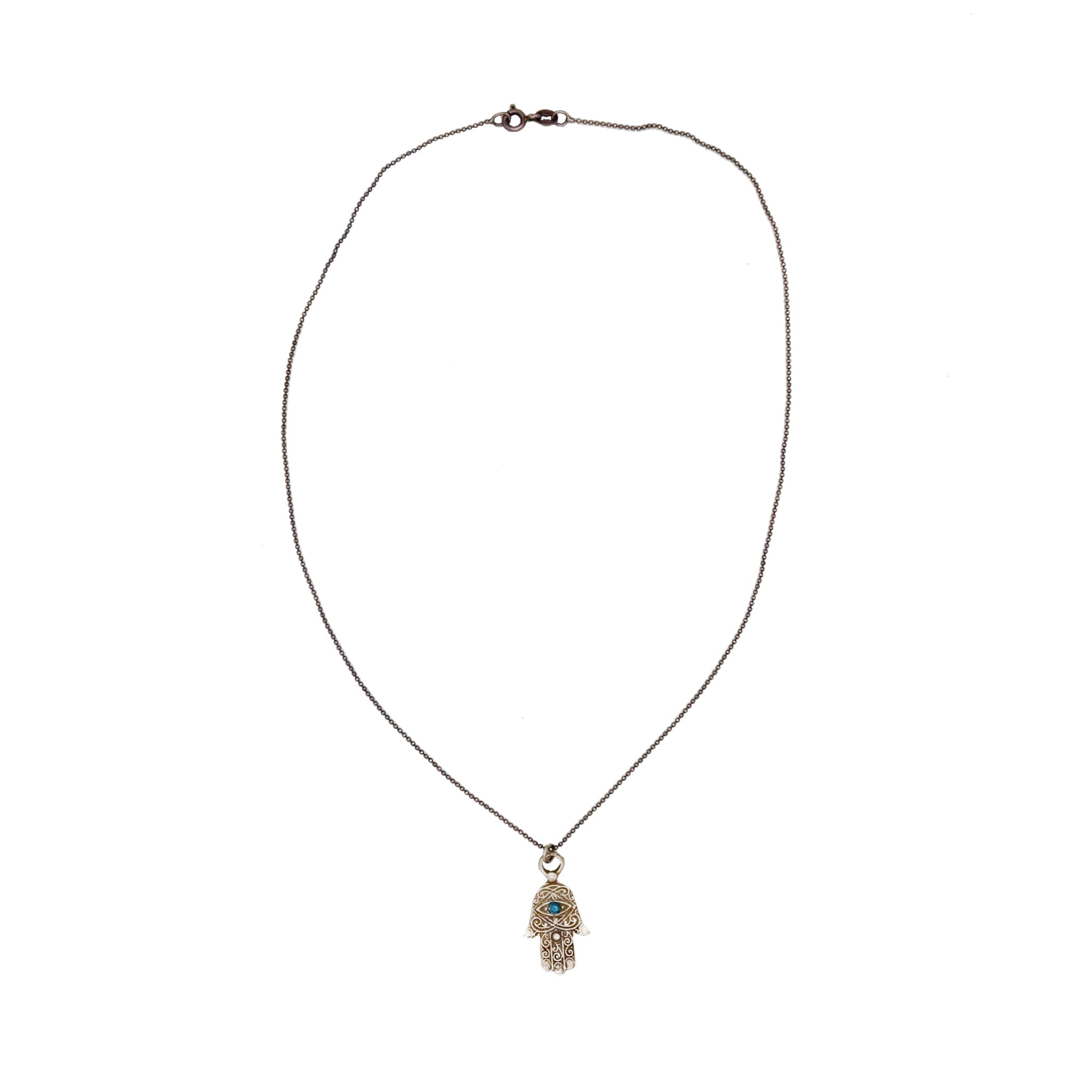 Sterling Silver Double-Sided Hamsa Necklace