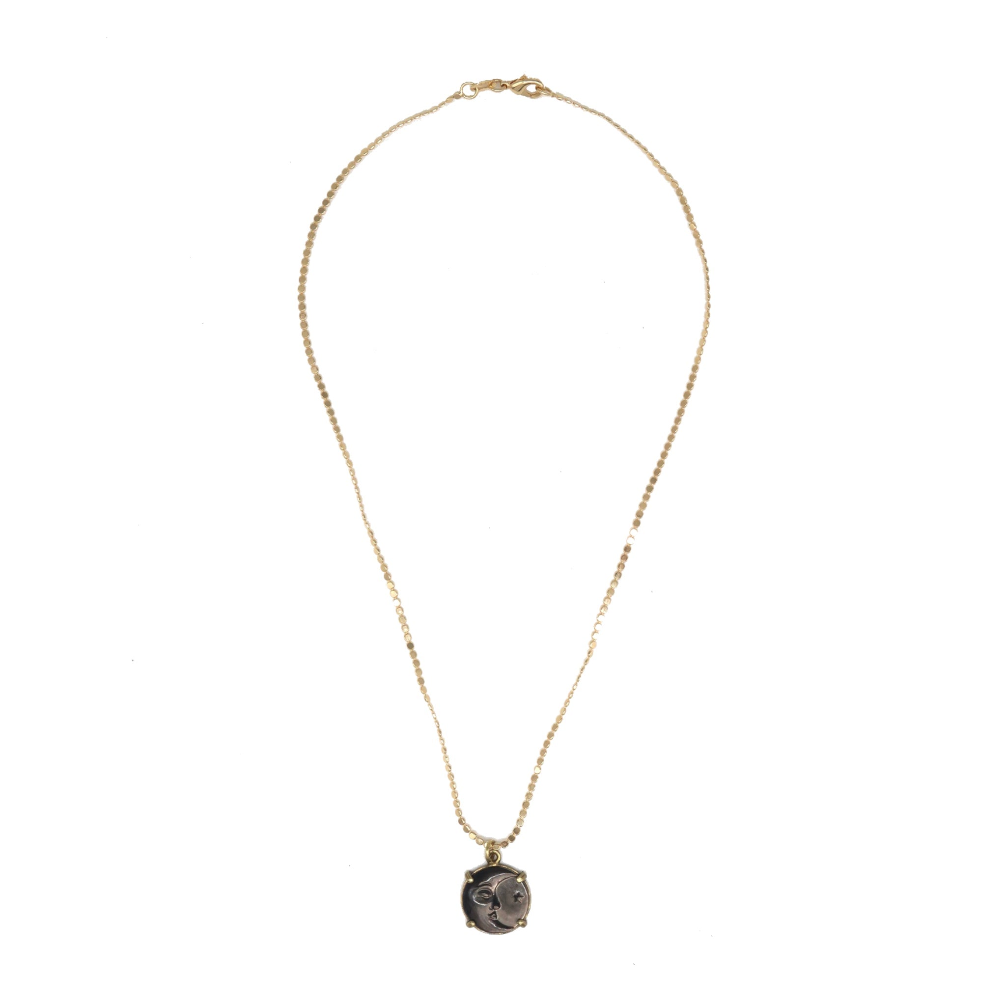 Hand-Carved Abalone Moon with Stars Necklace