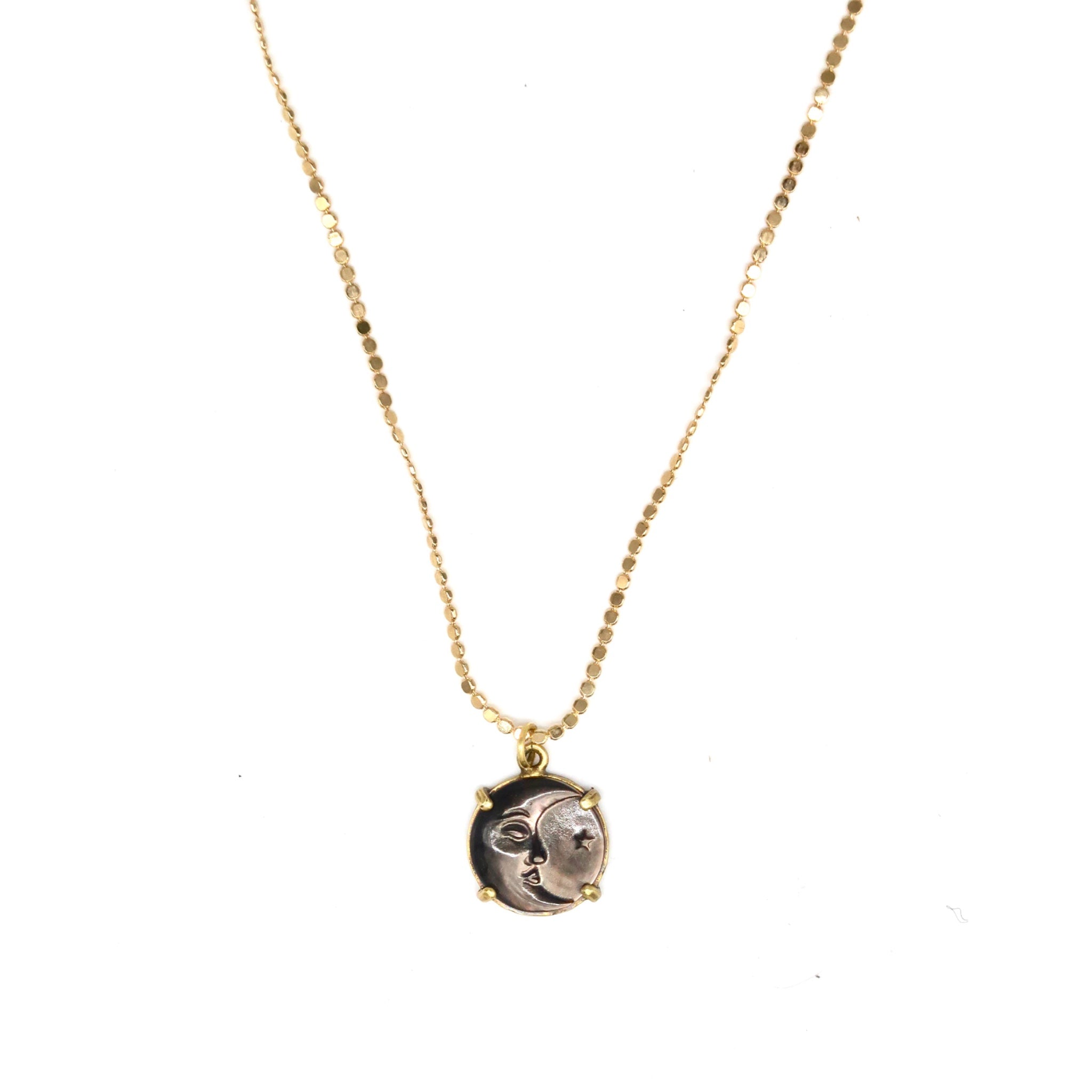 Hand-Carved Abalone Moon with Stars Necklace