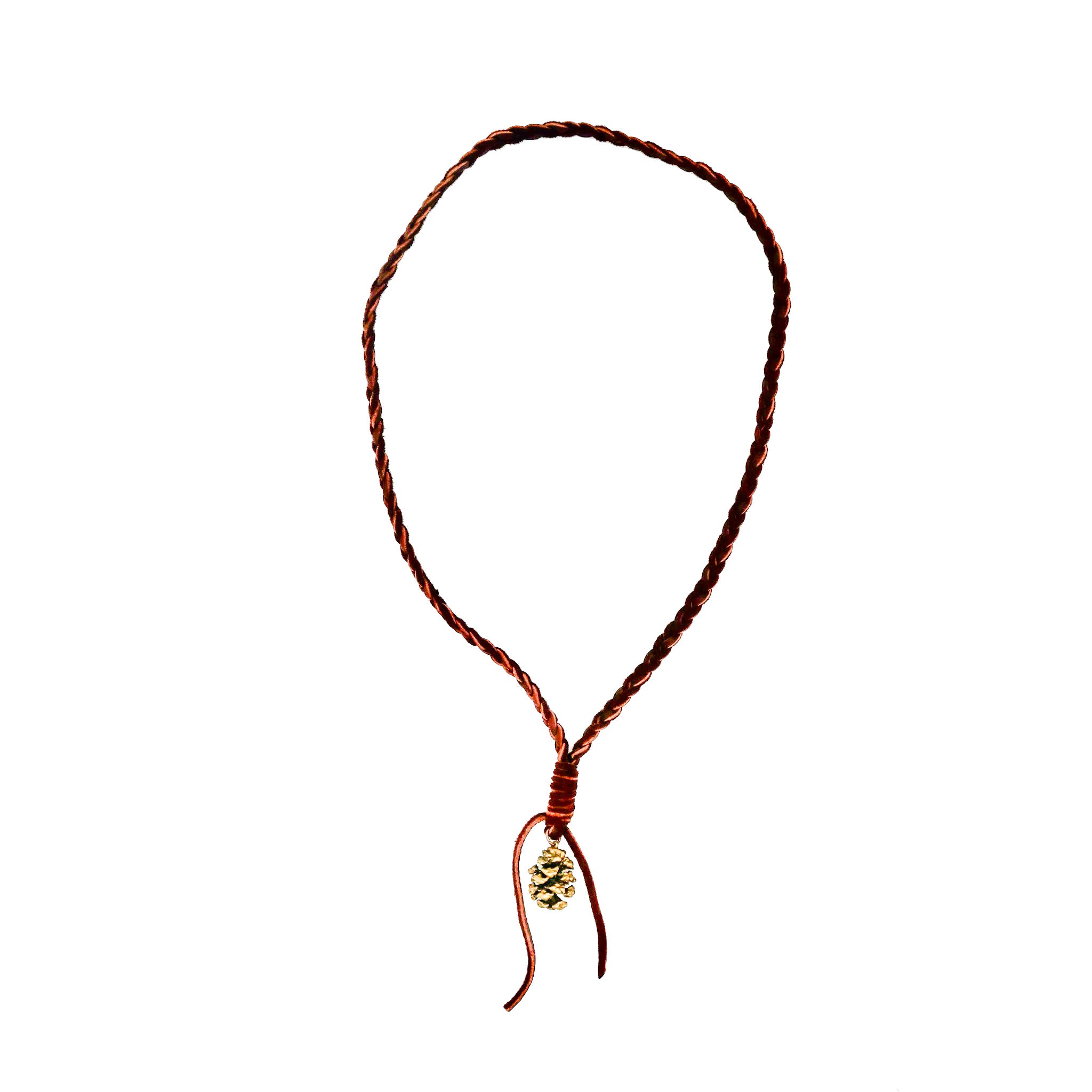 Redwood Pinecone on Braided Buckskin Necklace