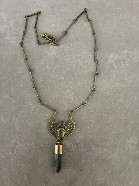 Scarab Labradorite Point Necklace