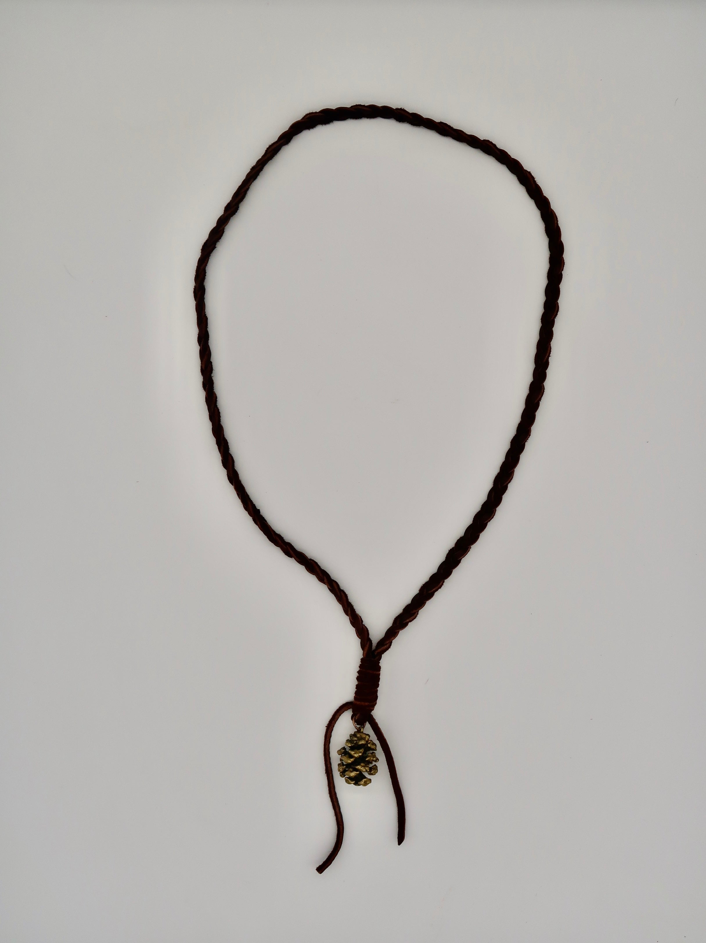 Sacred Redwood Pinecone on Braided Buckskin Necklace