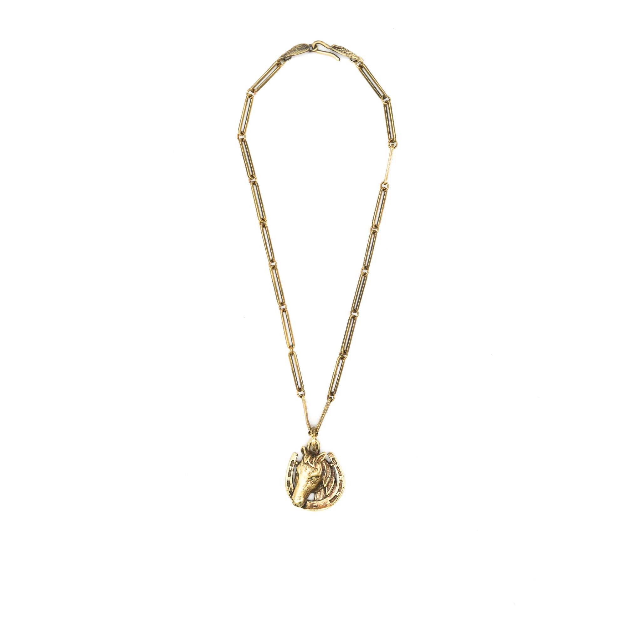 Lucky horse in horseshoe necklace