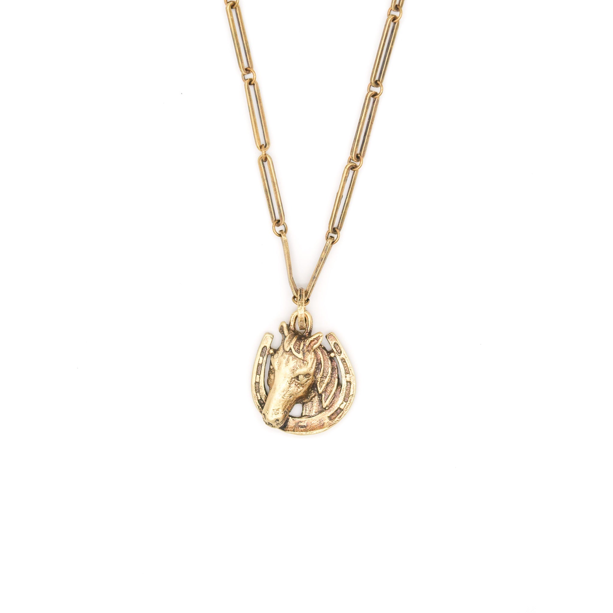 Lucky horse in horseshoe necklace