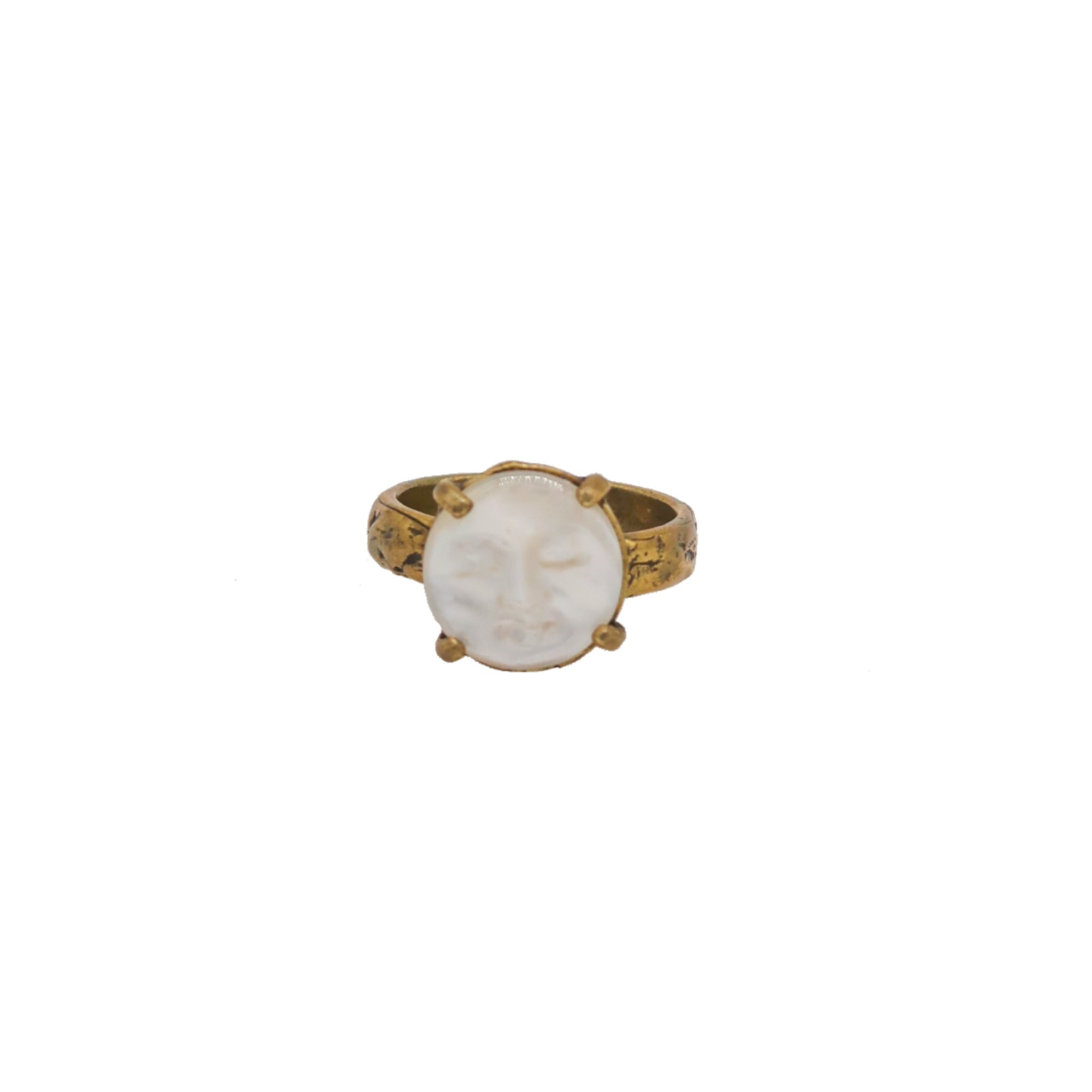 Mother of Pearl Full Moon Face Ring
