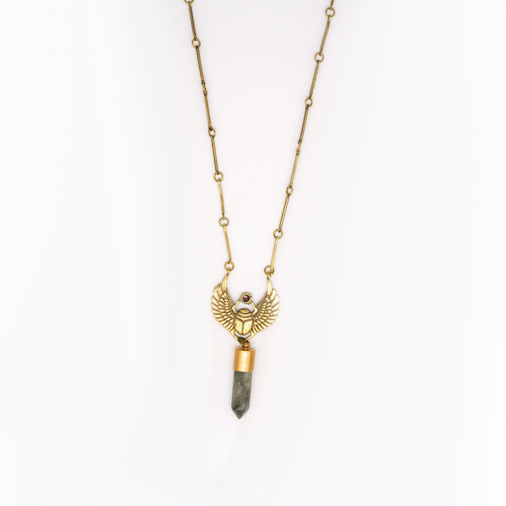 Scarab Labradorite Point Necklace
