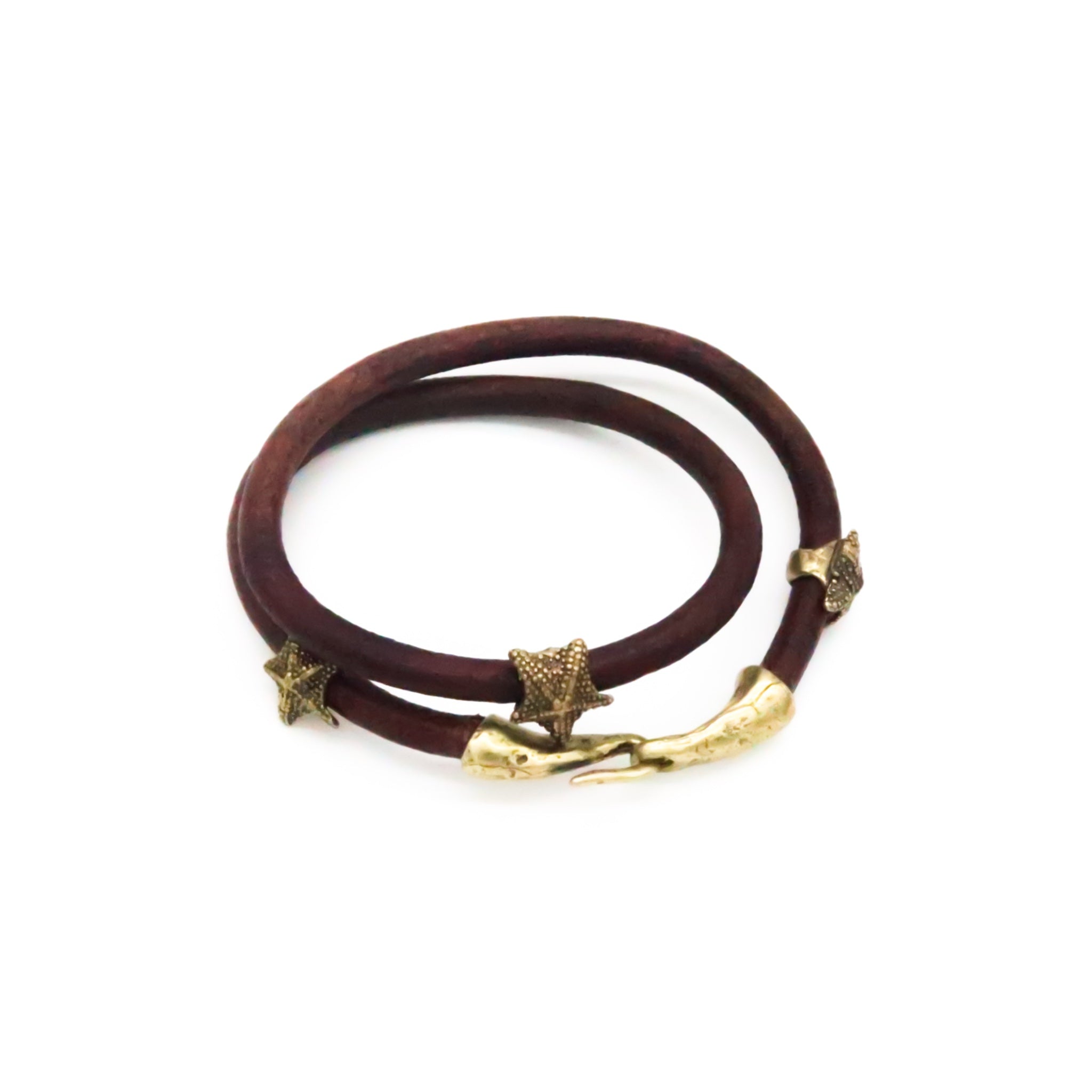 Starfish Leather Wrap Bracelet