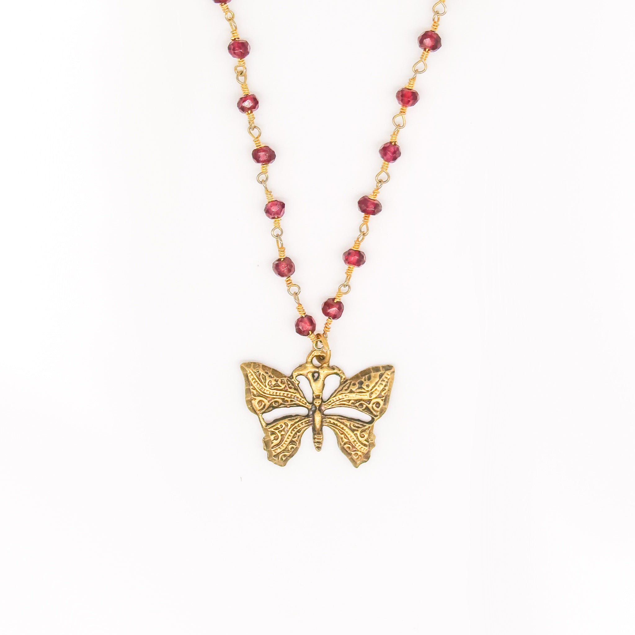 Butterfly Garnet Necklace