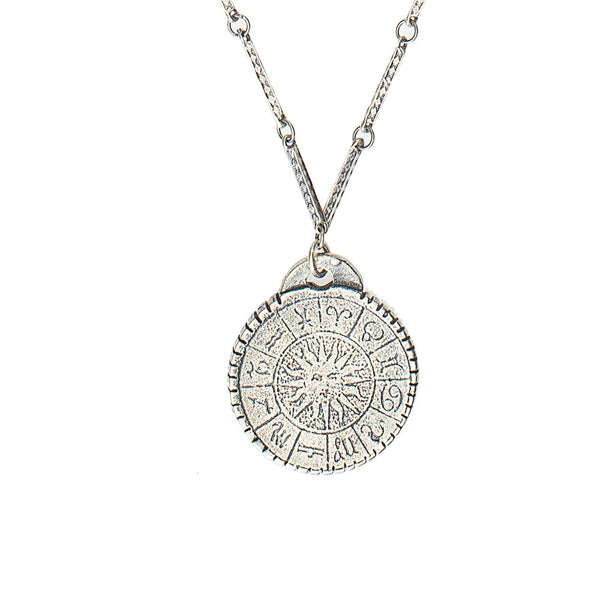 Silver zodiac coin necklace Clearance