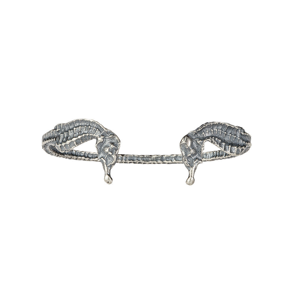 Silver Double Seahorse Cuff