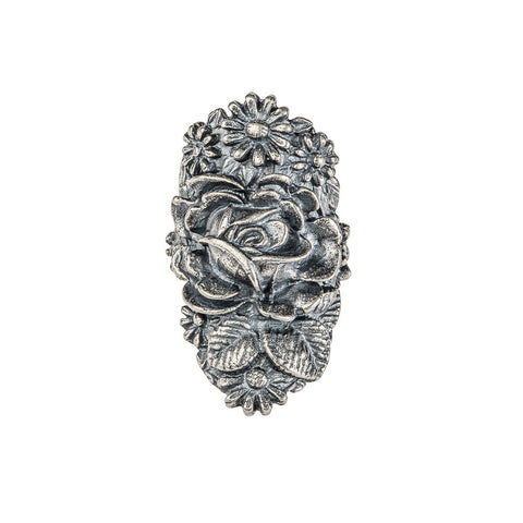 Sterling Silver Large Rose Ring