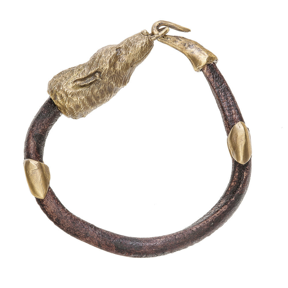 Wolf Head Leather Bracelet