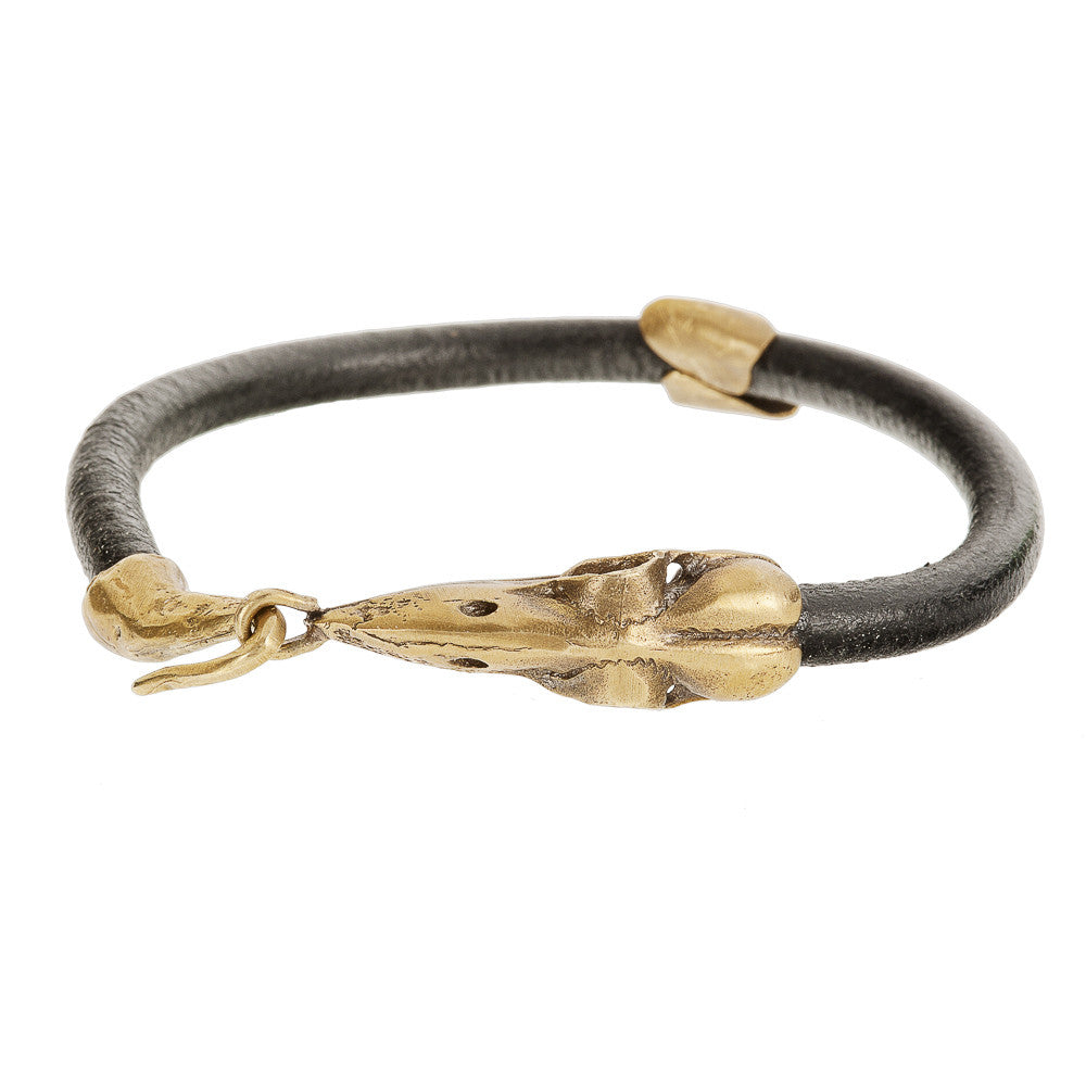 Bird Skull Leather Bracelet