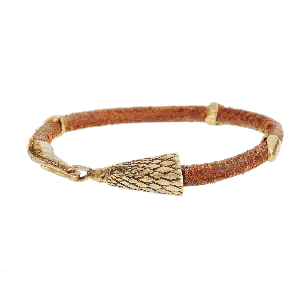 Large Hawk Head Leather Bracelet