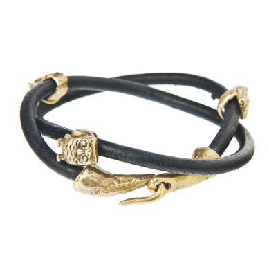 Three Owl Double Leather Wrap