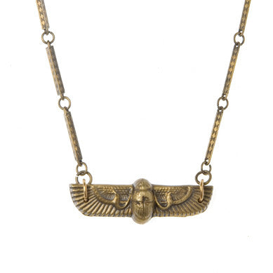 Deco Winged Scarab Necklace