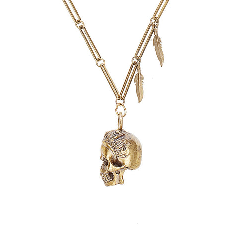 Skull & Feathers Necklace