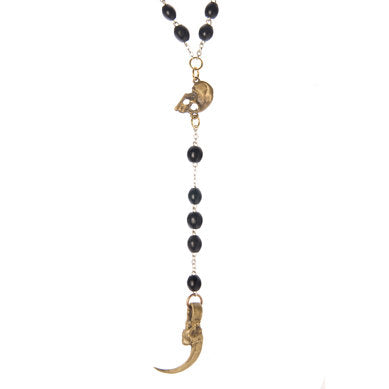 Skull & Hawk Claw Rosary Necklace