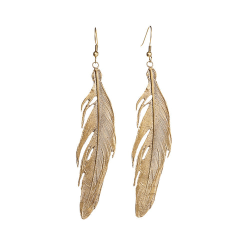 Large Costa Rican Metal Feather Earrings