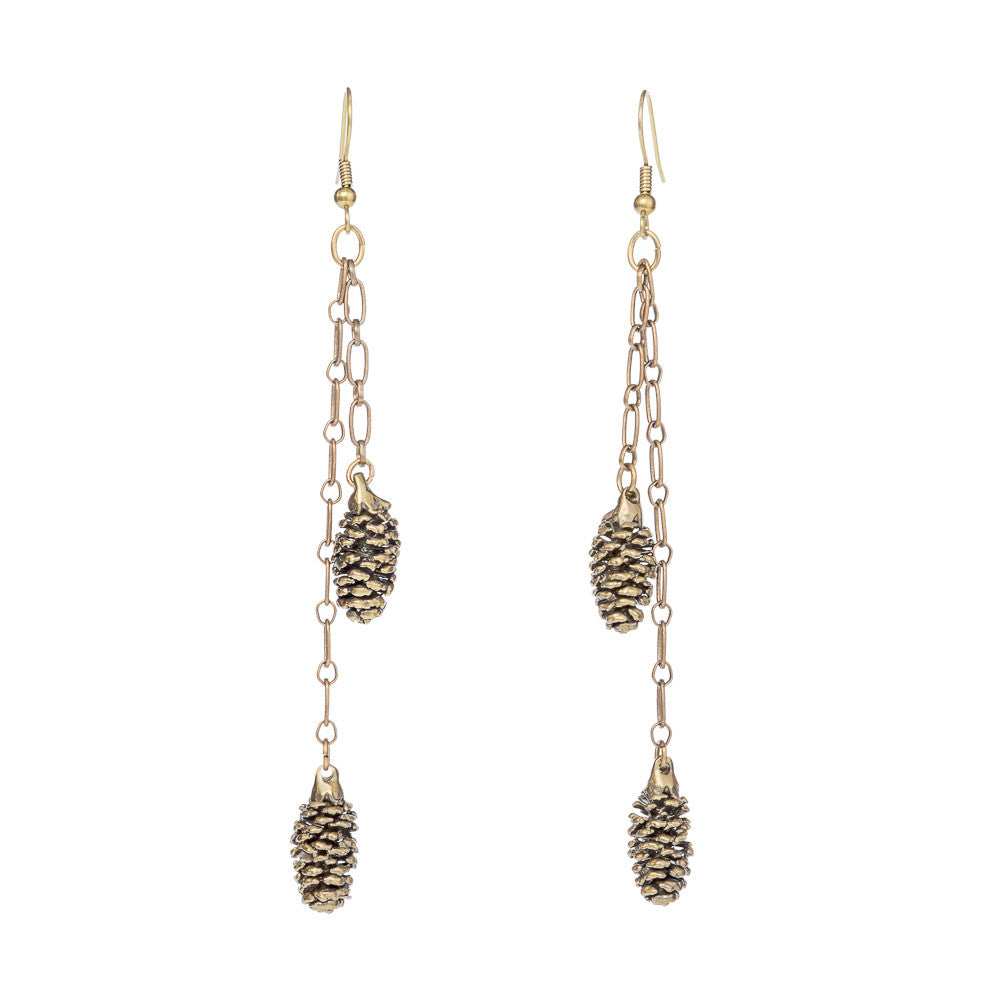 Pinecones on Vintage Chain Earrings