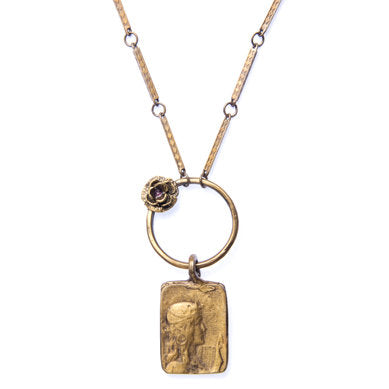 Square Nouveau Necklace with Harp