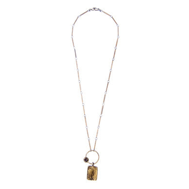 Square Nouveau Necklace with Harp