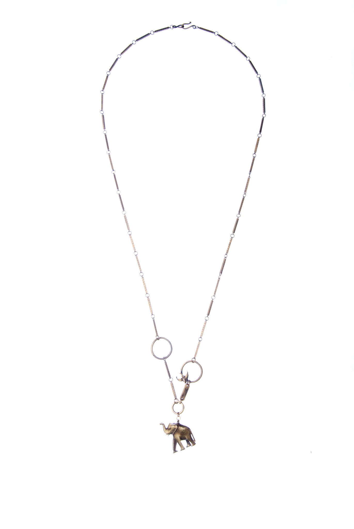 Elephant & Bird Circle Necklace