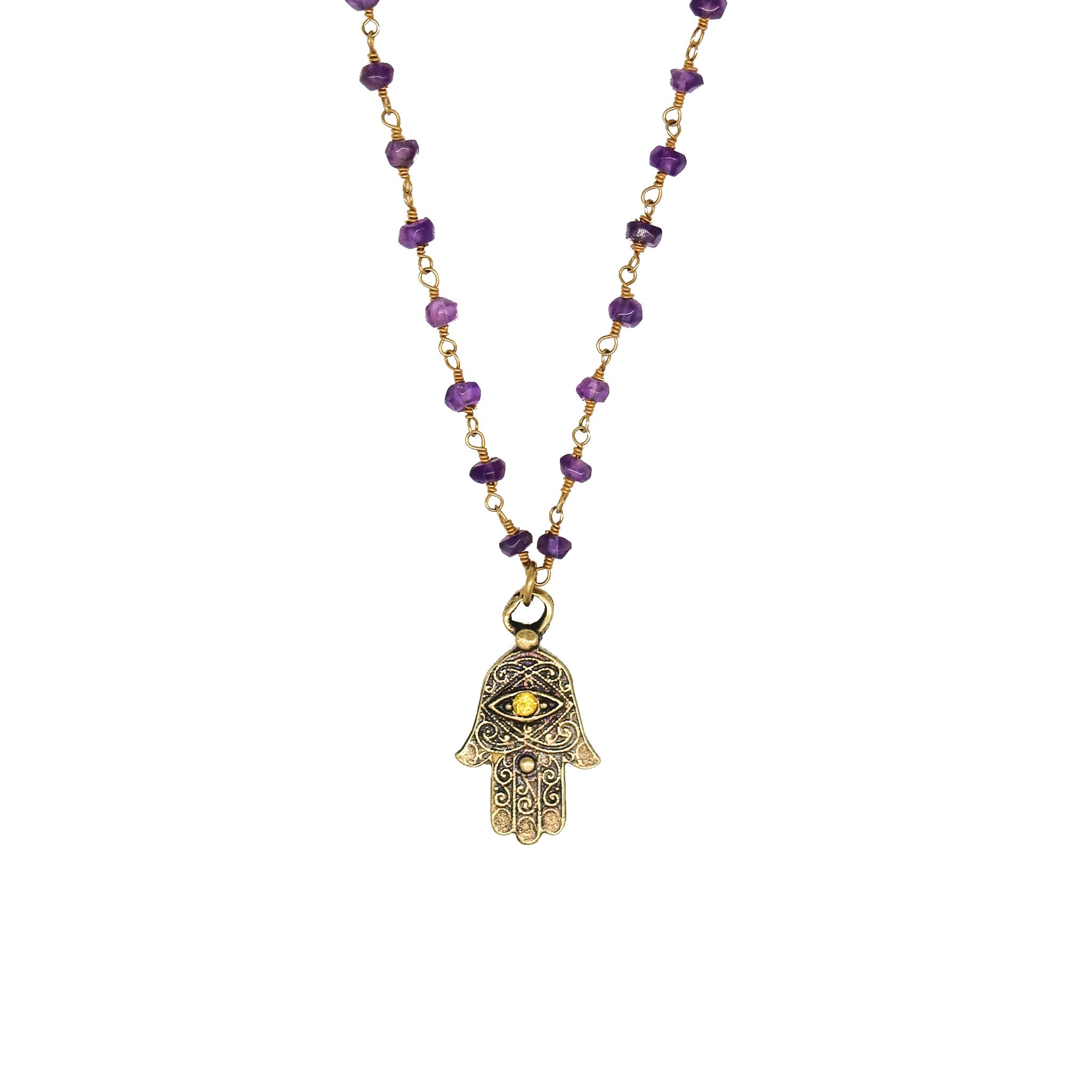 Hamsa Pyrite Protection Necklace