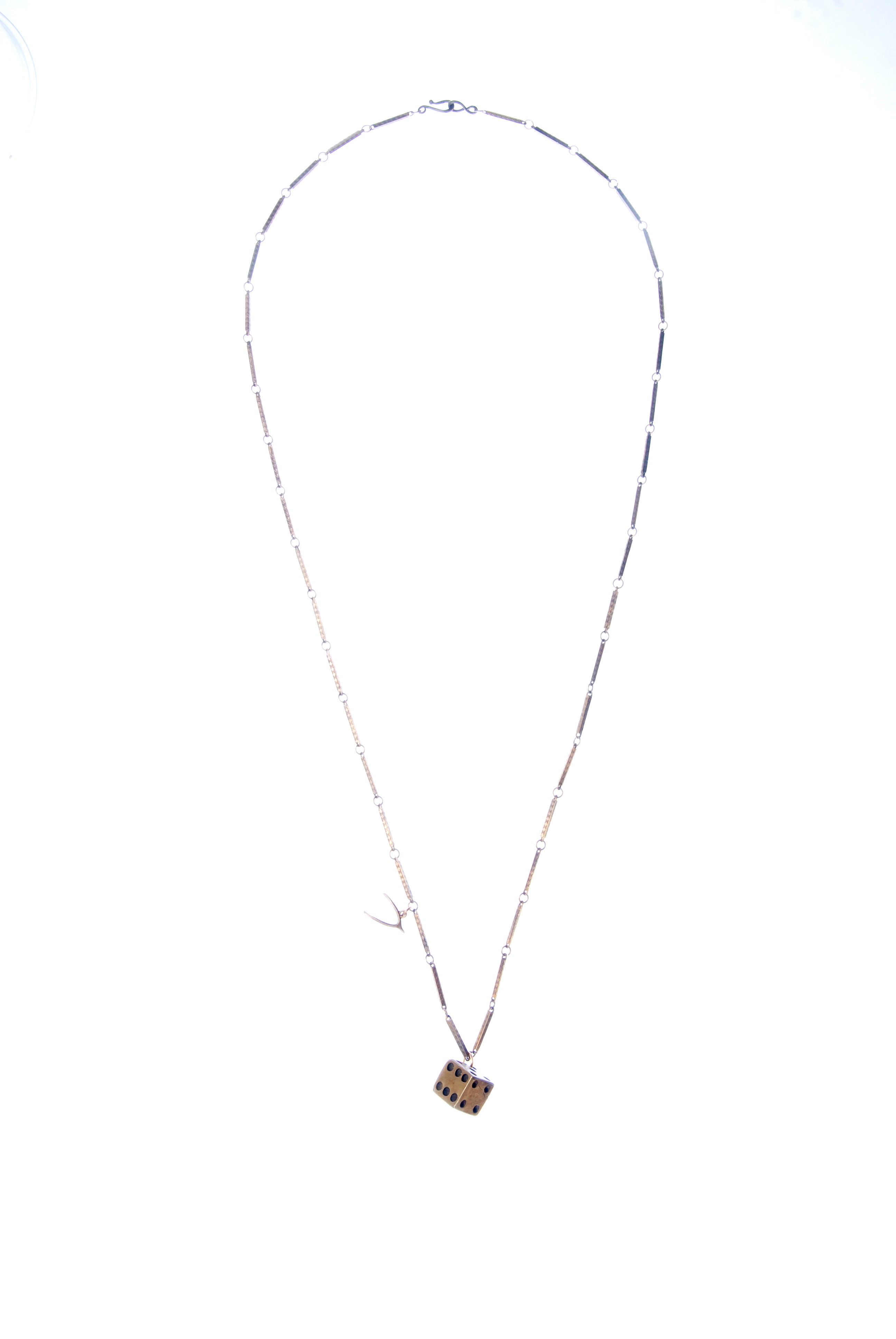 Dice with Lucky Wishbone Charm Necklace