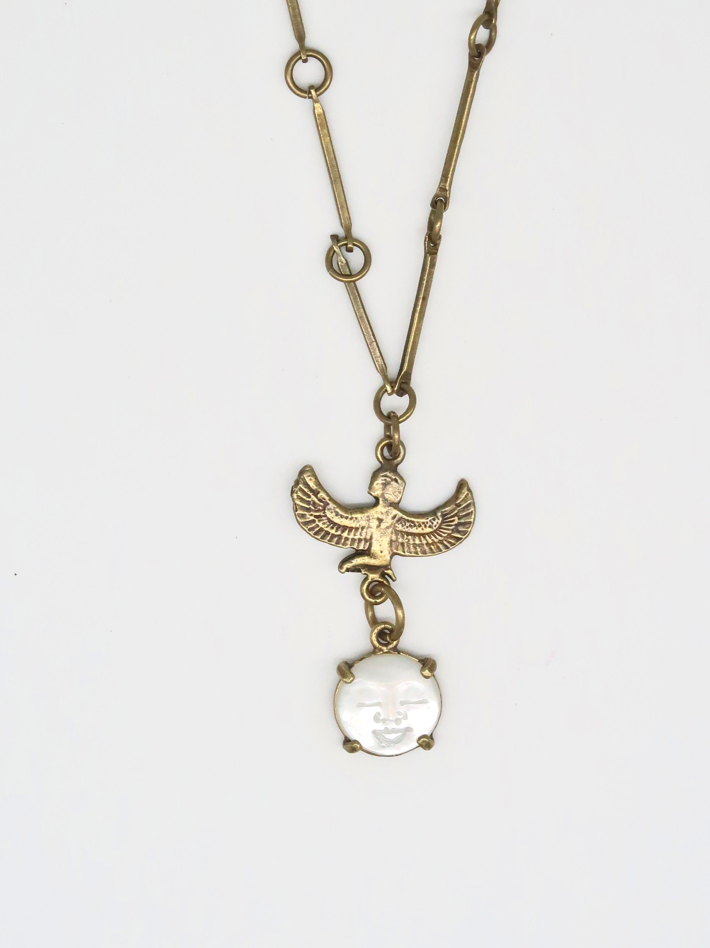 Goddess Isis Necklace With Hand-carved Moon