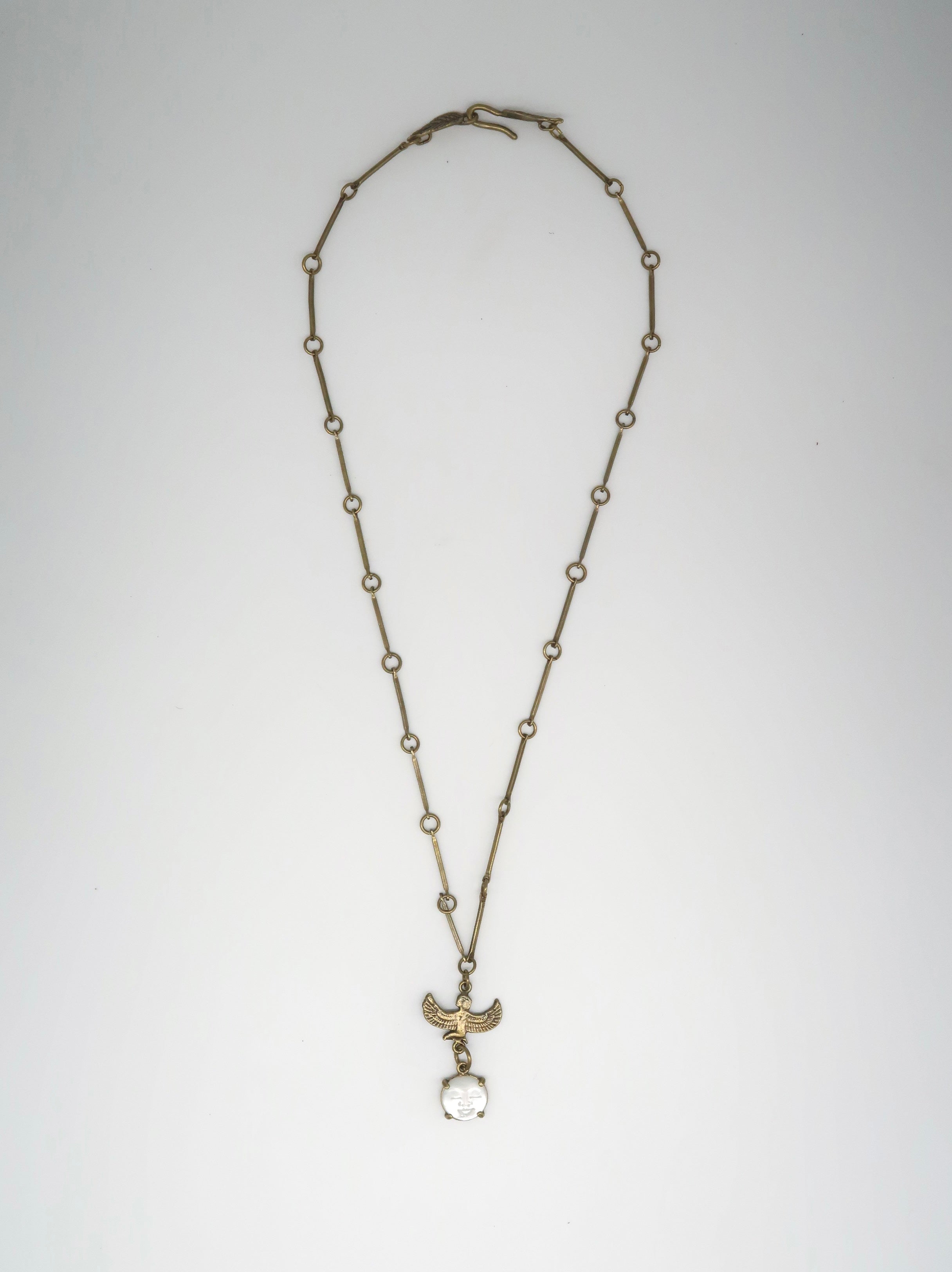 Goddess Isis Necklace With Hand-carved Moon