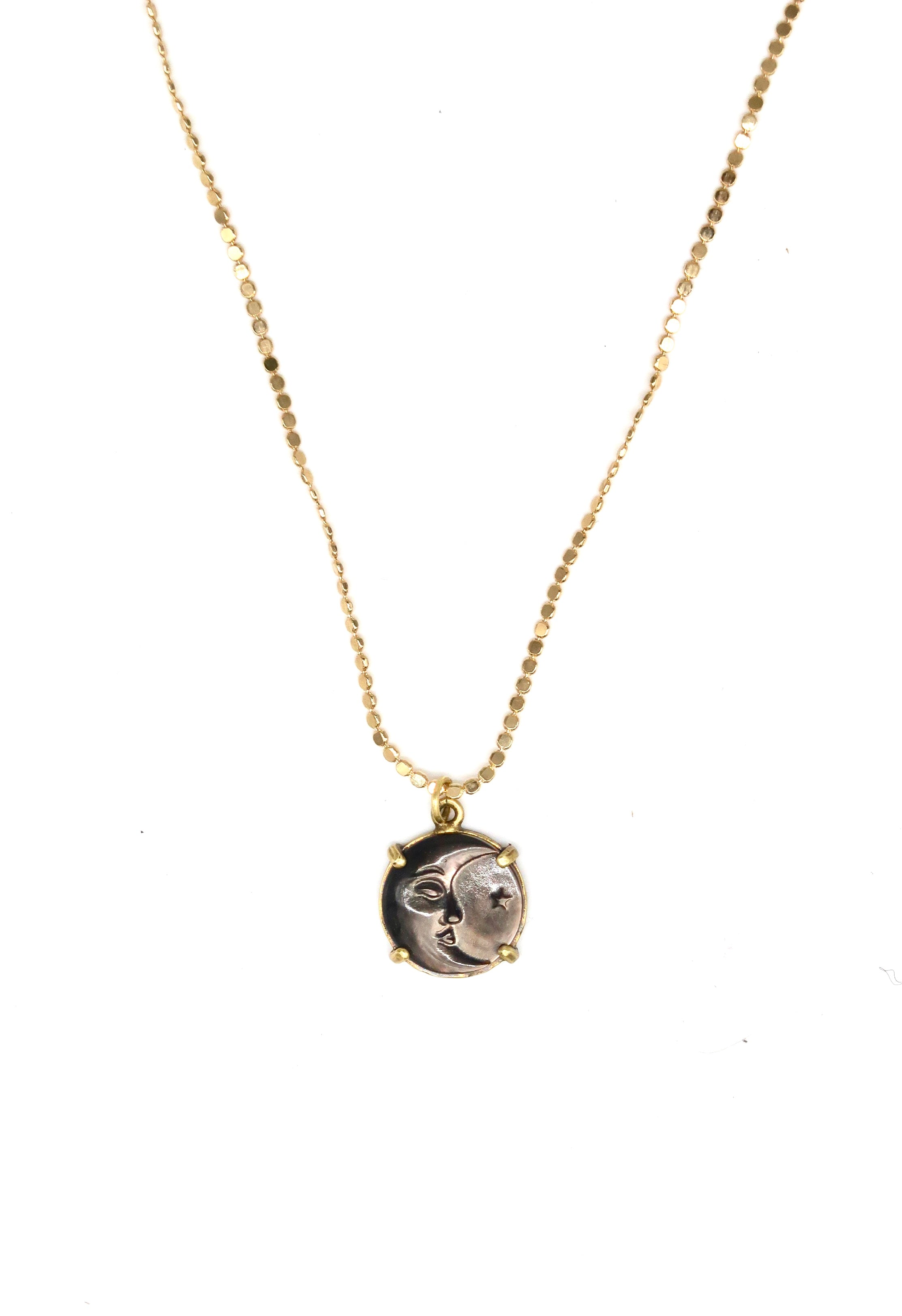 Hand-Carved Abalone Moon with Stars Necklace