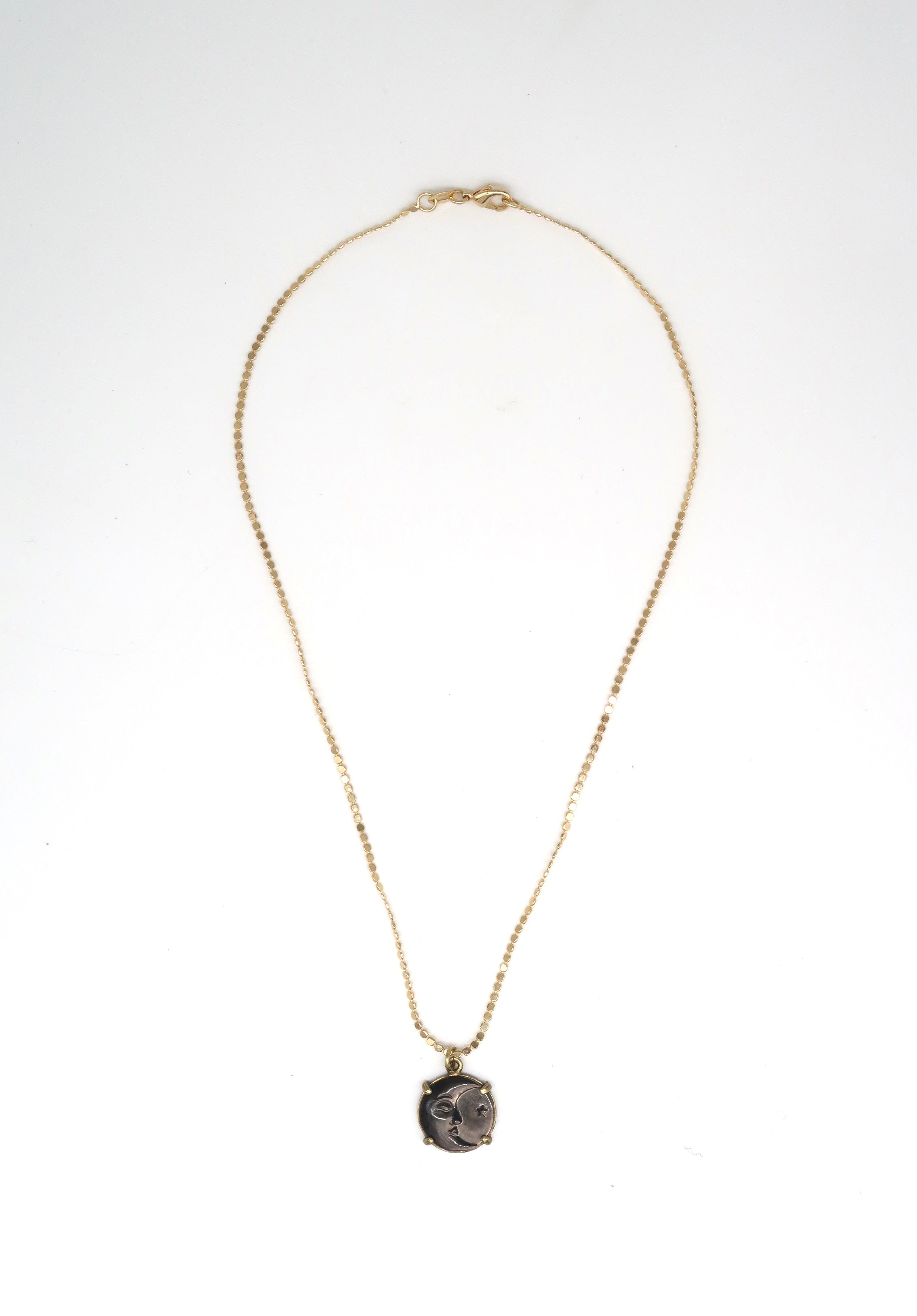 Hand-Carved Abalone Moon with Stars Necklace