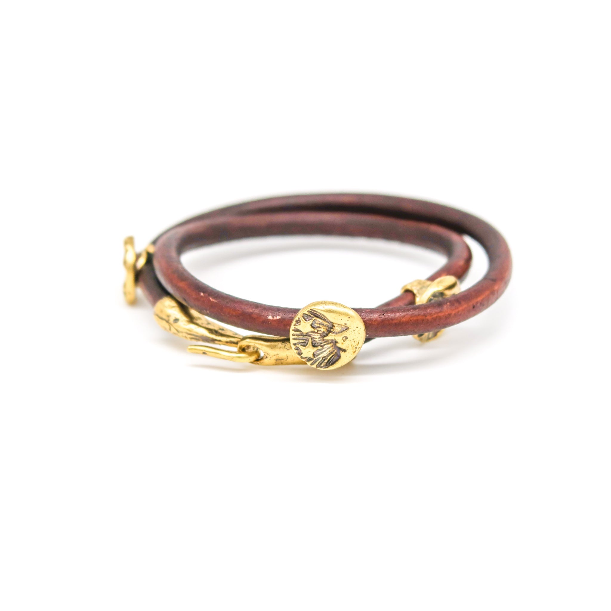 Moon and Stars Leather Wrap Bracelet Choker