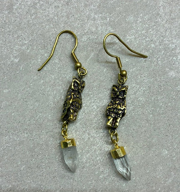 Night guardian quartz drop earrings