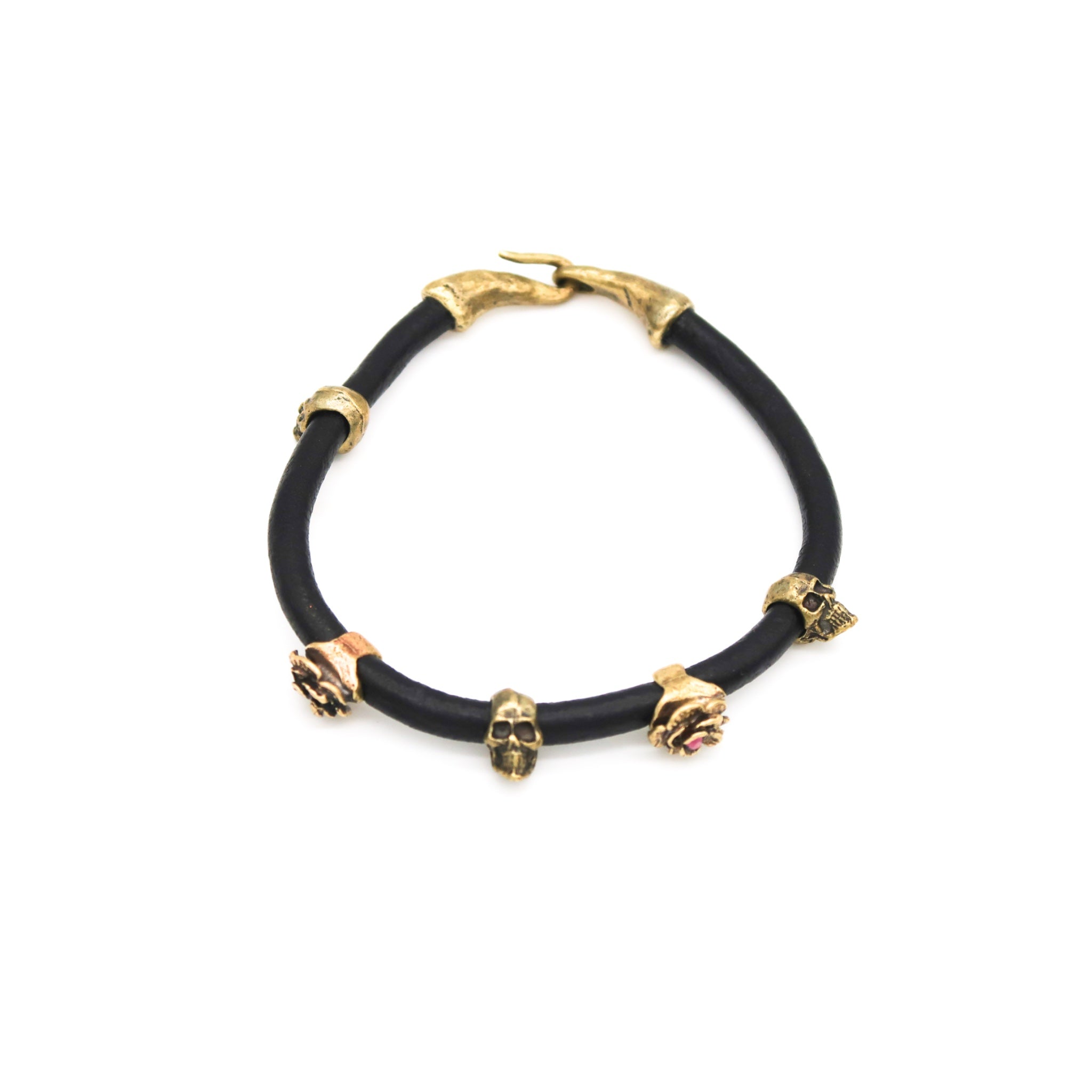 Skull & Roses Leather Bracelet