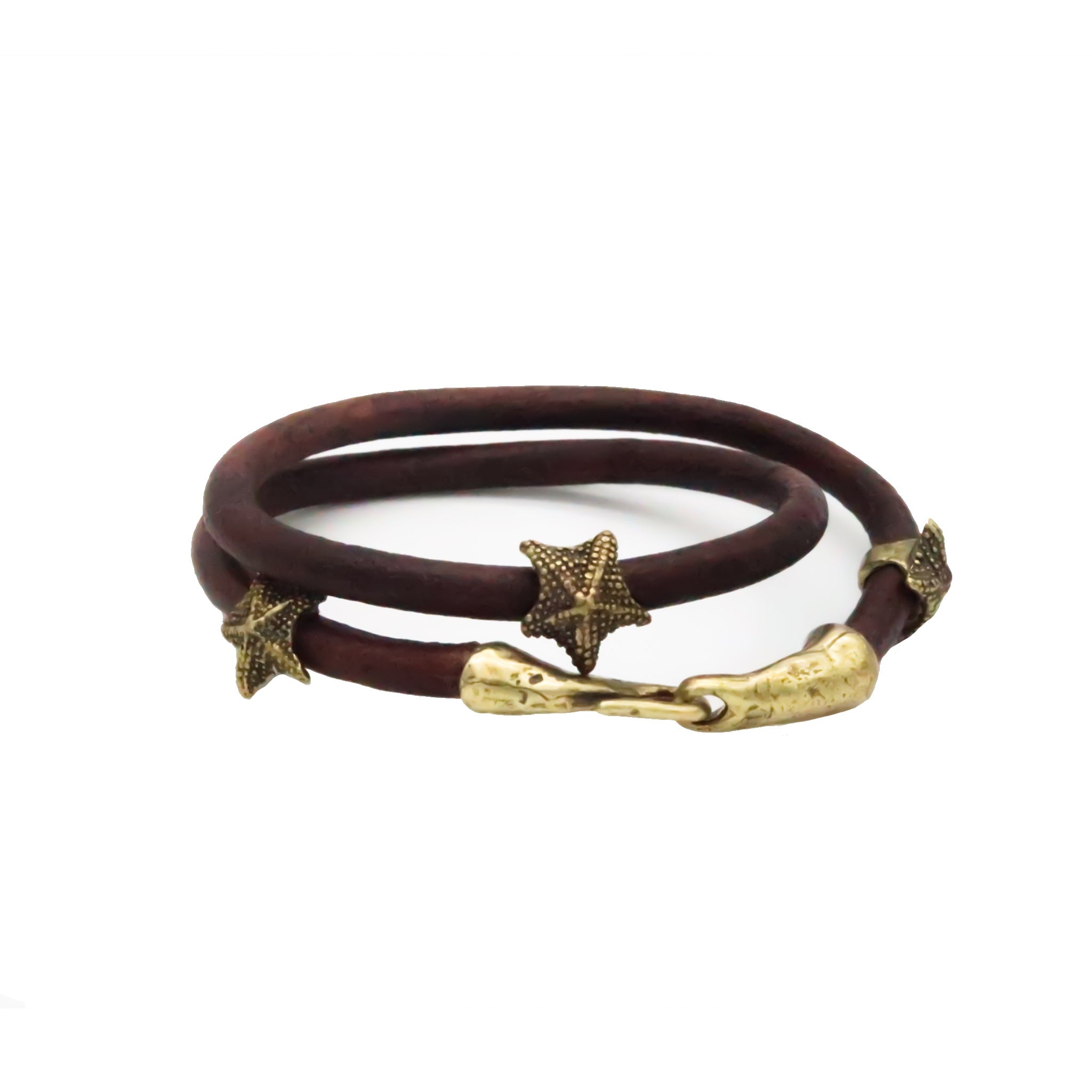 Starfish Leather Wrap Bracelet