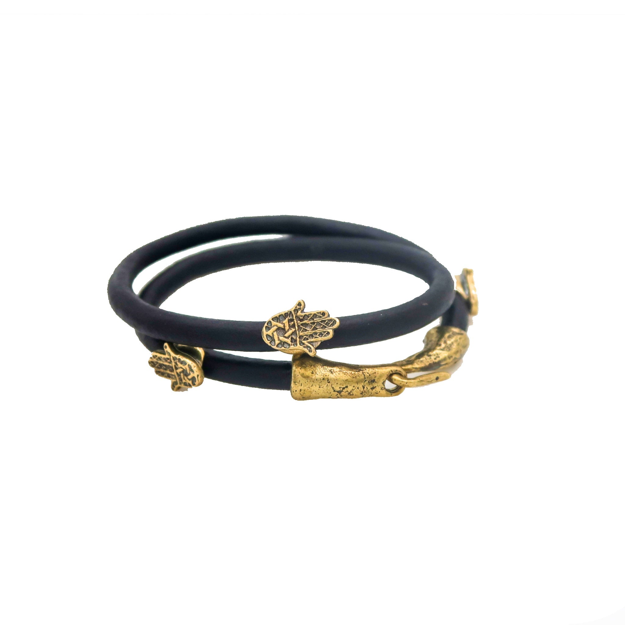 Hamsa Leather Double Wrap
