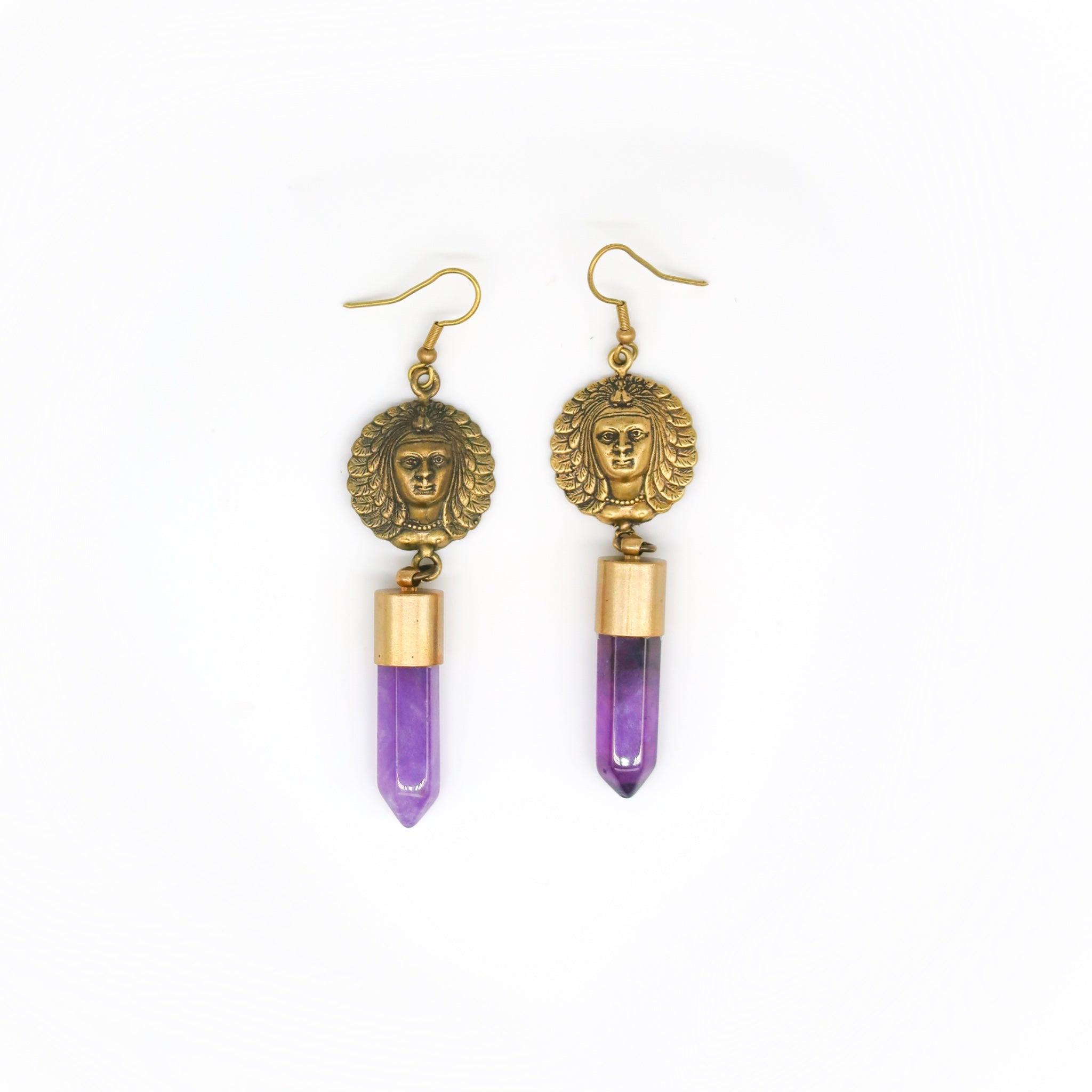 Native Goddess Amethyst Drop Earrings
