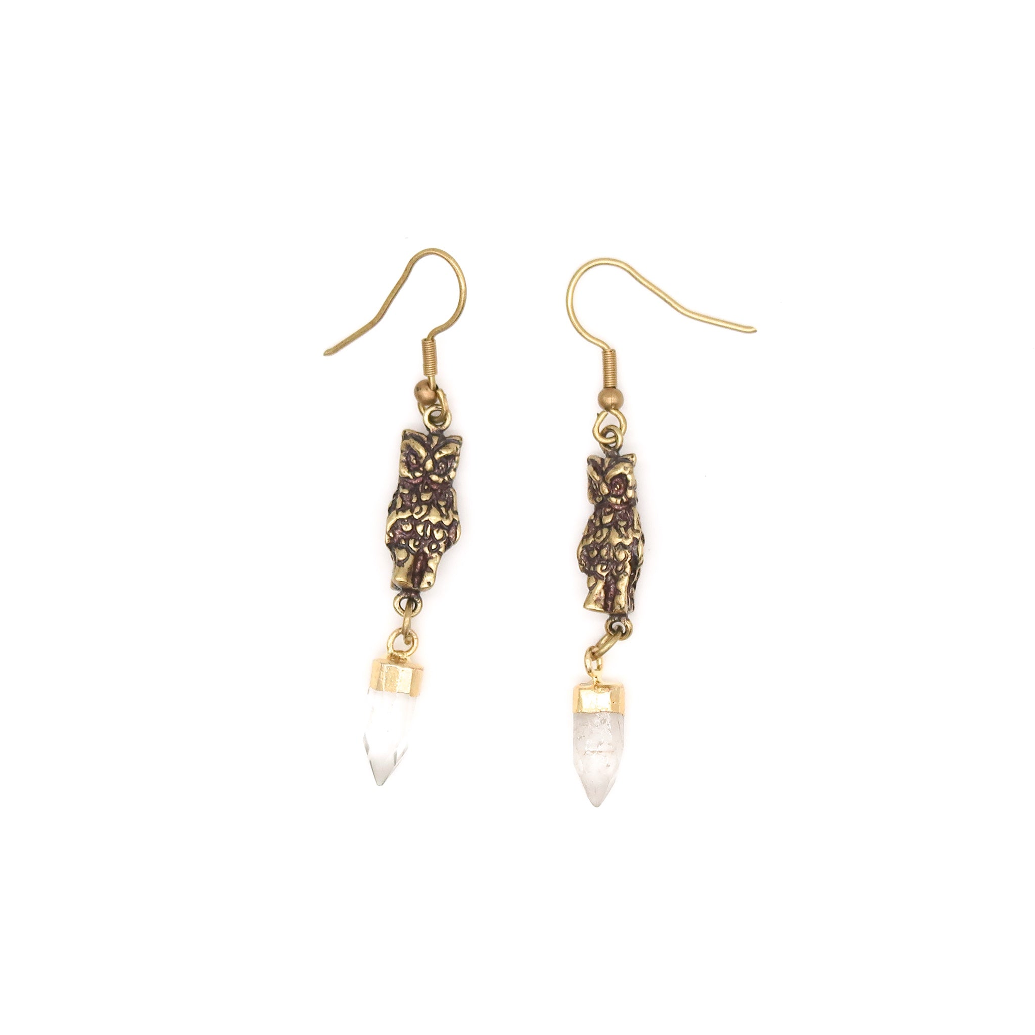 Night guardian quartz drop earrings