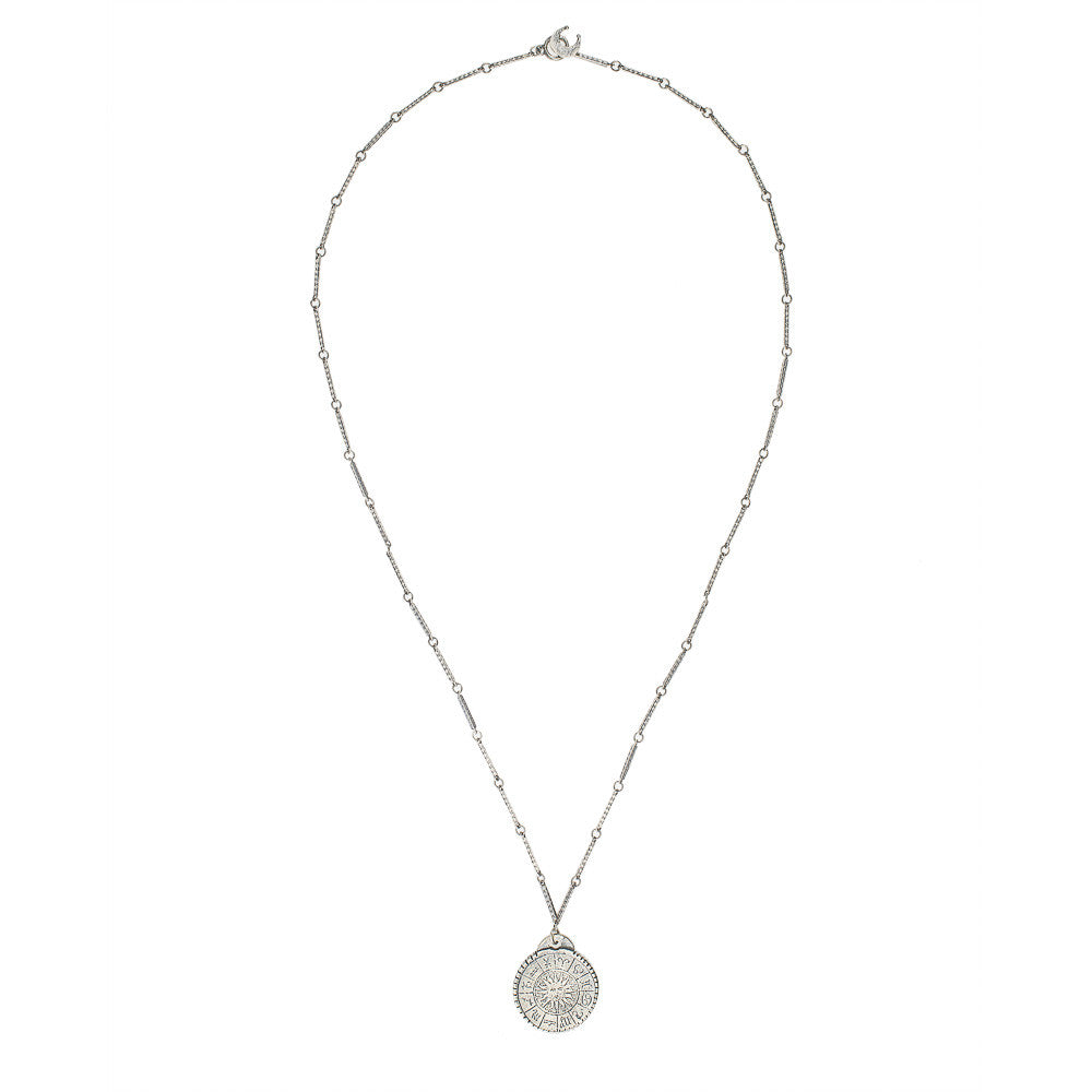 Silver Double Sided Zodiac Coin Necklace