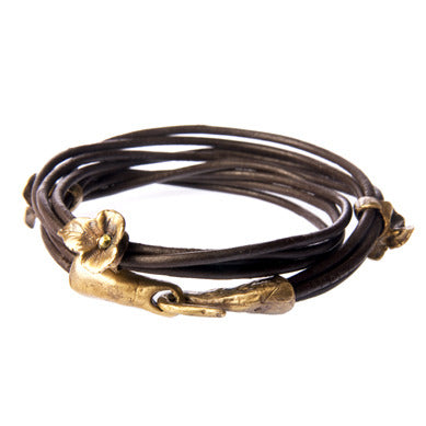 Three Leaf Leather Double Wrap